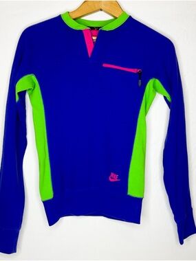 Nike Electric Blue & Neon Green Pullover with Pink Accents